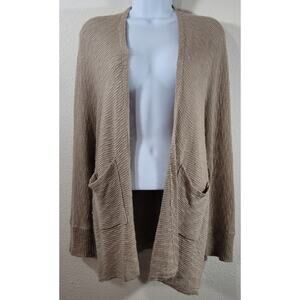 Altar'd State Tan Slub Knit Open Front Cardigan Large Lightweight Soft Stretchy